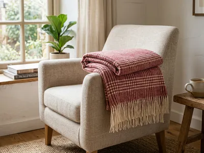 Raspberry Wool Throw