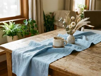 Sky Linen Table Runner